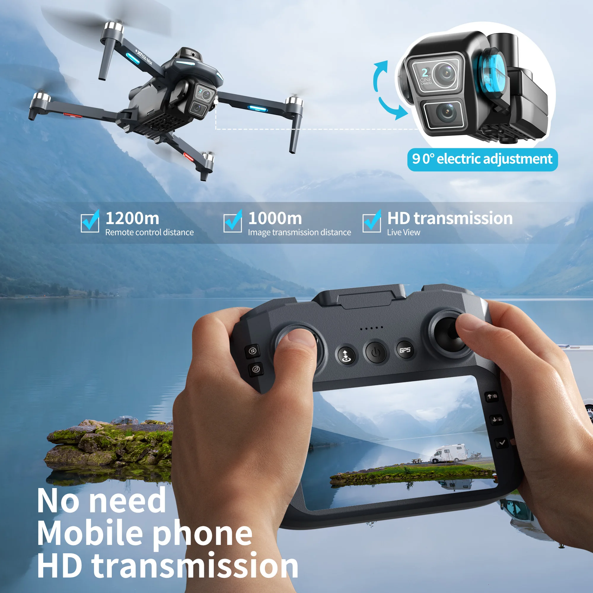Drone GPS XT606 MAX Asli HD 8K - Drone Surveying ulasan dan harga
